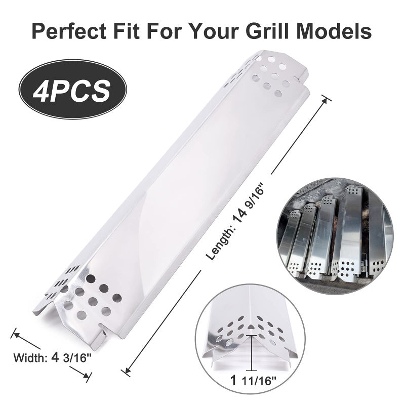 Criditpid Grill Heat Plate Parts for Home Depot Nexgrill 720-0830H, 720-0888N, 720-0888, 720-0864, 720-0896B, Stainless Steel Grill Heat Tent, Burner Cover, Flame Tamer for 4 Burner Members Mark 720-0830G - Image 2